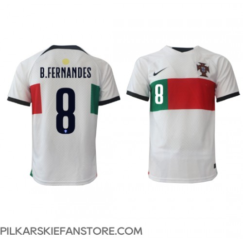 Tanie Strój piłkarski Portugalia Bruno Fernandes #8 Koszulka Wyjazdowej MŚ 2022 Krótkie Rękawy
